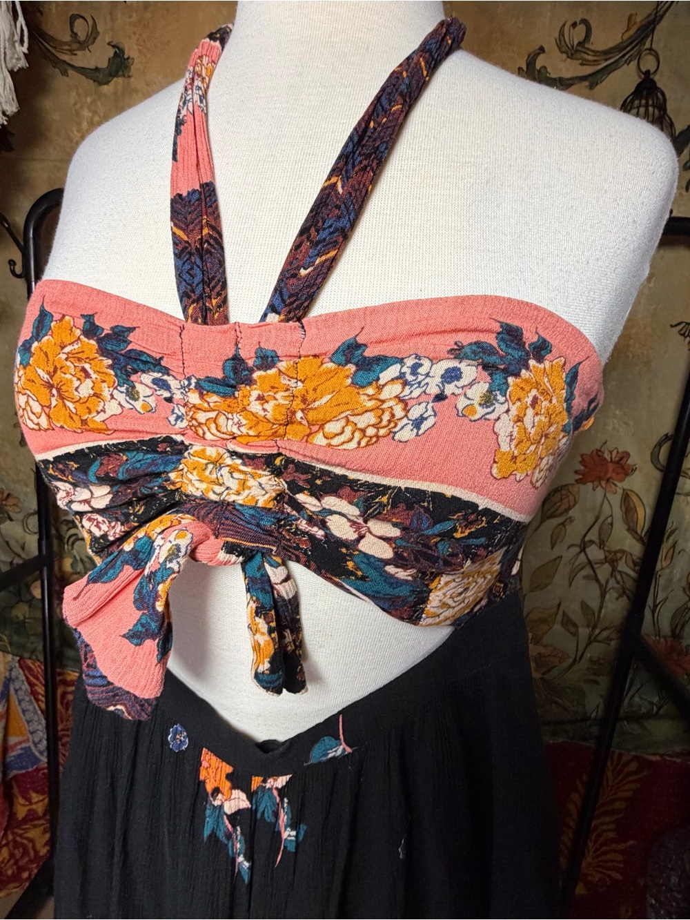 Free People Bali Birds of Paradise Halter Jumper size S - Picture 4 of 8